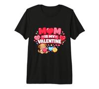 Mom is My Valentine Cœur de Chiot Mignon Saint-Valentin T-Shirt Haut de Gamme