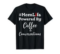 Mom Life Powered by Coffee & Conversations Fête des Mères T-Shirt Graphique avec Valeur