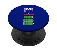 Mom of 3 Girls Funny Woman with Three 3 Daughter Christmas PopSockets PopGrip Adhésif