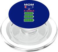 Mom of 3 Girls Funny Woman with Three 3 Daughter Christmas PopSockets PopGrip pour MagSafe