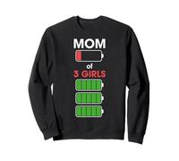 Mom of 3 Girls Funny Woman with Three 3 Daughter Christmas Sweatshirt