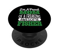 Mom of A Freaking Awesome Fisher Fishing Pêcheur Pêcheur Poisson Dire PopSockets PopGrip Adhésif