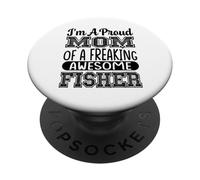 Mom of A Freaking Awesome Fisher Fishing Pêcheur Pêcheur Poisson Dire PopSockets PopGrip Adhésif