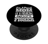 Mom of A Freaking Awesome Fisher Fishing Pêcheur Pêcheur Poisson Dire PopSockets PopGrip Adhésif