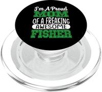 Mom of A Freaking Awesome Fisher Fishing Pêcheur Pêcheur Poisson Dire PopSockets PopGrip pour MagSafe