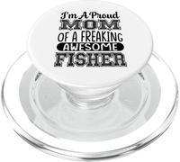 Mom of A Freaking Awesome Fisher Fishing Pêcheur Pêcheur Poisson Dire PopSockets PopGrip pour MagSafe