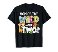 Mom Of The Wild and Two Zoo Safari Jungle Birthday T-Shirt