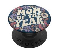 Mom of The Year Retro Floral Cute Mother's Day Vintage PopSockets PopGrip Adhésif
