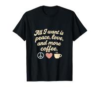Mom Peace Love More Coffee Design rétro cursive T-Shirt