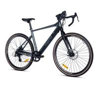Moma Bikes - Vélo de Ville Electrique Gravel 28"" - Batterie 36V 10Ah - Autonomie Max 70km - 8 Vitesses - Freins Tektro - Gris