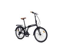 Moma Bikes - Vélo de Ville Pliant 24""- Cadre Alu - SHIMANO 7 Vitesses - Selle Comfort - Noir