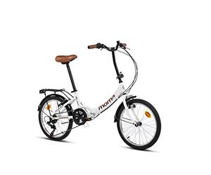 moma bikes Vélo de Ville Pliant First Class 20" Blanc, Aluminium, Shimano 6V, Selle Comfort