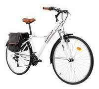 Moma Bikes Vélo Trekking, HYBRID 28, Aluminium, SHIMANO 18V, Suspension Avant Blanc G