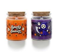 MOMAHUA 2 Pack Bougies Parfumées Halloween - Flacons en Verre avec Autocollants DIY - Parfum Mystère & Citrouille - Crée une Ambiance Festive - Décoration Maison et Cadeau Festive Idéal