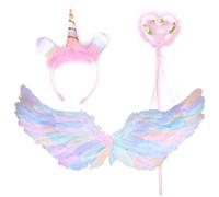 MOMAHUA【3 Pièces】 Ailes de Diable, Cornes du Diable, Ailes d'ange de Fête, 80cm avec Halo Auréole et Baguette Magique | Costume Fête Angélique pour Halloween, Noël, Cosplay, Déguisement Adulte/Enfant