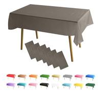 MOMAHUA 6 Packs Gris Nappes,137x274cm PEVE Nappe de Table Rectangulaire,Nappes Imperméables pour Fête Anniversaire,Picnic,Exterieur,Jardin,Mariage,Noël,Halloween