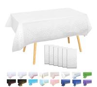 MOMAHUA 6 Pièces Nappe à Pois,137x274cm Grande Blanc Nappe de Fête d'anniversaire Points Argent,Rectangulaire,Réutilisable,Imperméables Nappes pour Picnic,Exterieur,Jardin,Mariage,Festival