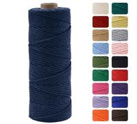 MOMAHUA Corde Macramé 2MMx100M,Bleu Marine Fil Macramé,100% Fil de Coton Naturel Macramé pour Projets de Bricolage,Tapisserie,Tricot,Artisanat et Cadeau Décoration