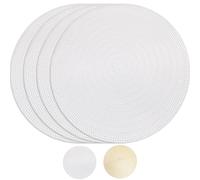 MOMAHUA Lot de 4 Sets de Table Argent,38CM PVC Set de Table Rond élégants,Antidérapant|Résiste Chaleur|Lavable Pad de Table Décoration pour Cuisine Restaurant Table à Manger(ST047TJ)