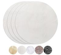 MOMAHUA Lot de 4 Sets de Table Blanc,38CM PVC Set de Table Rond élégants,Antidérapant|Résiste Chaleur|Lavable Pad de Table Décoration pour Cuisine Restaurant Table à Manger(ST005FL)