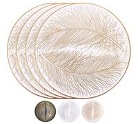MOMAHUA Lot de 4 Sets de Table Or,38CM PVC Set de Table Rond élégants,Antidérapant|Résiste Chaleur|Lavable Pad de Table Décoration pour Cuisine Restaurant Table à Manger(ST110TJ)
