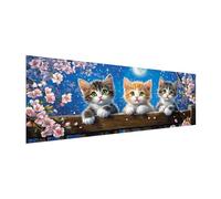 MOMAKA 5D Diamond Painting Grand Format Chat, Broderie Diamant Kits Point De Croix Broderie Fleurs Animales, Kits Diamonds Art Craft Cross Embroidery Pour La Décoration Murale à Domicile 30x80 cm