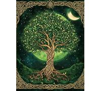 MOMAKA 5D Diamond Painting Kits Arbre De Vie, Diamant Peinture Kits Point De Croix Broderie Lune, Kits Diamant Arts Craft Cross Embroidery Pour La Décoration Murale à Domicile 30x40cm