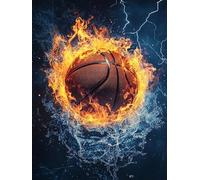 MOMAKA 5D Diamond Painting Kits Football De Feu D'eau, Diamant Peinture Kits Point De Croix Broderie Sportif, Kits Diamant Arts Craft Cross Embroidery Pour La Décoration Murale à Domicile 30x40 cm