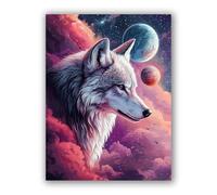 MOMAKA 5D Diamond Painting Kits Loup, Diamant Peinture Kits Point De Croix Broderie Animal, Kits Diamant Arts Craft Cross Embroidery Pour La Décoration Murale à Domicile 30x40 cm