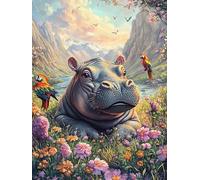 MOMAKA 5D Diamond Painting Kits Rhinocéros à Houppes, Diamant Peinture Kits Point De Croix Broderie Animal, Kits Diamant Arts Craft Cross Embroidery Pour La Décoration Murale à Domicile 30x40 cm