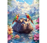 MOMAKA 5D Diamond Painting Kits Rhinocéros, Diamant Peinture Kits Point De Croix Broderie Animal, Kits Diamant Arts Craft Cross Embroidery Pour La Décoration Murale à Domicile 30x40 cm