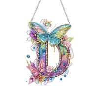 MOMAKA Lettre Diamond Painting Pendentif, 5D DIY Broderie Diamant Kit Complet, Diamonds Painting Papillons, Kits de Suspension Murale pour Fenêtre, Mur Entrée et Jardin 20x20 cm