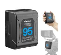 Moman Batterie V Mount, Power 95 Mini V Lock Batteries 95Wh 6450mAh 14,8V, avec 2 Sorties D-Tap/USB-A/BP, Batterie Portable Compacte pour Caméra Bmpcc, Projecteur Photographique et Laptop