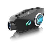 Moman Caméra Casque Moto, H4C【Caméra 1080P】 Kit Main Libre Moto Casque Scooter sans Fil avec Micro Carte 32G Grand Angle 120° AI Commande Vocale Réduction du Bruit Étanche