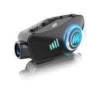 Moman Caméra Casque Moto, H4C【Caméra 1080P】 Kit Main Libre Moto Casque Scooter sans Fil avec Micro Carte 32G Grand Angle 120° AI Commande Vocale Réduction du Bruit Étanche