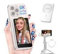 Moman Écran de Moniteur Selfie Magnétique 3,97" pour iPhone & Android, Écran de Surveillance sans Fil Selfie 4K/1080p, Accessoire de Caméra Arrière pour TikTok Live Streaming Vlog - Blanc