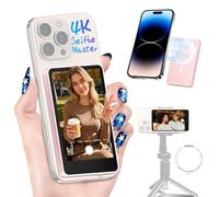 Moman Écran de Moniteur Selfie Magnétique 3,97" pour iPhone & Android, Écran de Surveillance sans Fil Selfie 4K/1080p, Accessoire de Caméra Arrière pour TikTok Live Streaming Vlog - Rose