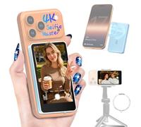 Moman Écran Moniteur Selfie sans Fil Magnétique 3,97" pour Smartphone | Compatible iPhone 7-18 et Android, 4K/1080p, 50m, Aperçu en Temps Réel pour Vlog, Tiktok et Live - Bleu