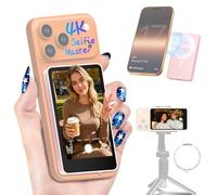 Moman Écran Moniteur Selfie sans Fil Magnétique 3,97" pour Smartphone | Compatible iPhone 7-18 et Android, 4K/1080p, 50m, Aperçu en Temps Réel pour Vlog, Tiktok et Live - Rose