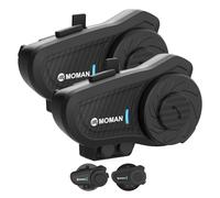 Moman H2Pro - Casque de Moto - Appariement Universel, Interphone de Moto 2 Vois 1000M, Système de Communication pour Moto à Triple Suppression du Bruit, Musique Stéréo, Partage AI, Étanche, 2 Pack
