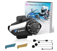 Moman H2S Intercom Moto - Audio-Multitâche, Communication Système 1000M ENC&DSP&CVC Réduction de Bruit Kit Main Libre Moto Hi-FI Stéréo Partage de Musique FM Commandes Vocales IA IPX6 Étanche,1 Unité