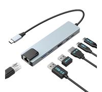 Moman Hub USB C, Station d'accueil 6 en 1 avec 100W PD, 4K@30Hz HDMI, RJ45 Ethernet, 5Gbps USB 3.0, USB 2.0, USB C pour Souris, Clavier, U Disk, Flash Drive, Mobile