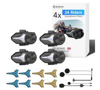 Moman Intercom Moto CPX, Dual-Mode Mesh 24 Riders, 4 Interphone pour Casque Moto BT 5.4 - Communication 2000m, Réduction Bruit IA, Stéréo Hi-FI, Assistant Vocal, IP65, FM