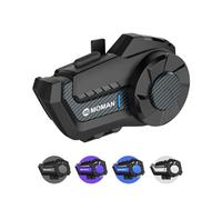 Moman Intercom Moto, H2 Pro【1 Unité Fibre de Carbone】 Main Libre Moto Casque Système d'Interphone sans Fil 5.1 avec FM Assistant Vocal AI Étanchéité IP65, Intercom-Moto-Interphone-Casque-Interphone