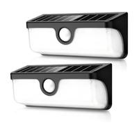 Moman Lampe Solaire Extérieur Interconnectable (2 pièces), Applique Murale Solaire avec Détecteur de Mouvement Activé Aimultanément, Lumière LED Etanche IP65 pour Balcon, Jardin et Garage