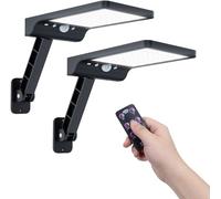 Moman Lampe Solaire Exterieur, Lot de 2 Projecteur Solaire avec Detecteur de Mouvement 3 Modes IP65 Étanche Lumiere Solaire Puissant avec Télécommande, Lampe-Solaire-Exterieur-Projecteur-Eclairage