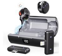 Moman Micro Cravate sans Fil pour iPhone/Android, Le Plus Petit 48H 50 m de portée avec Suppression du Bruit, Mini Clip/Microphones magnétiques pour Lightning/USB-C, Micro Lav Actif pour