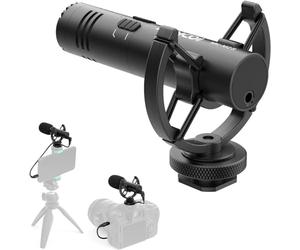 Moman Micro Directionnel 3,5 mm Microphone sur Caméra Shotgun Vidéo Micro avec Low Cut Filter Appareil Photo Réflex pour Canon Nikon Sony Panasonic Telephone Smartphones Camescope Mic-M2S
