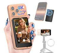 Moman Moniteur à selfie pour téléphone portable 3,97" pour iPhone et Android, écran magnétique pour iPhone 17, caméra arrière selfie sans fil 50 m pour Vlog TikTok Live Stream - Noir