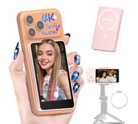Moman Moniteur à Selfie pour téléphone Portable 3,97" pour iPhone et Android, écran magnétique pour iPhone 17, caméra arrière Selfie sans Fil 50 m pour Vlog TikTok Live Stream - Rose